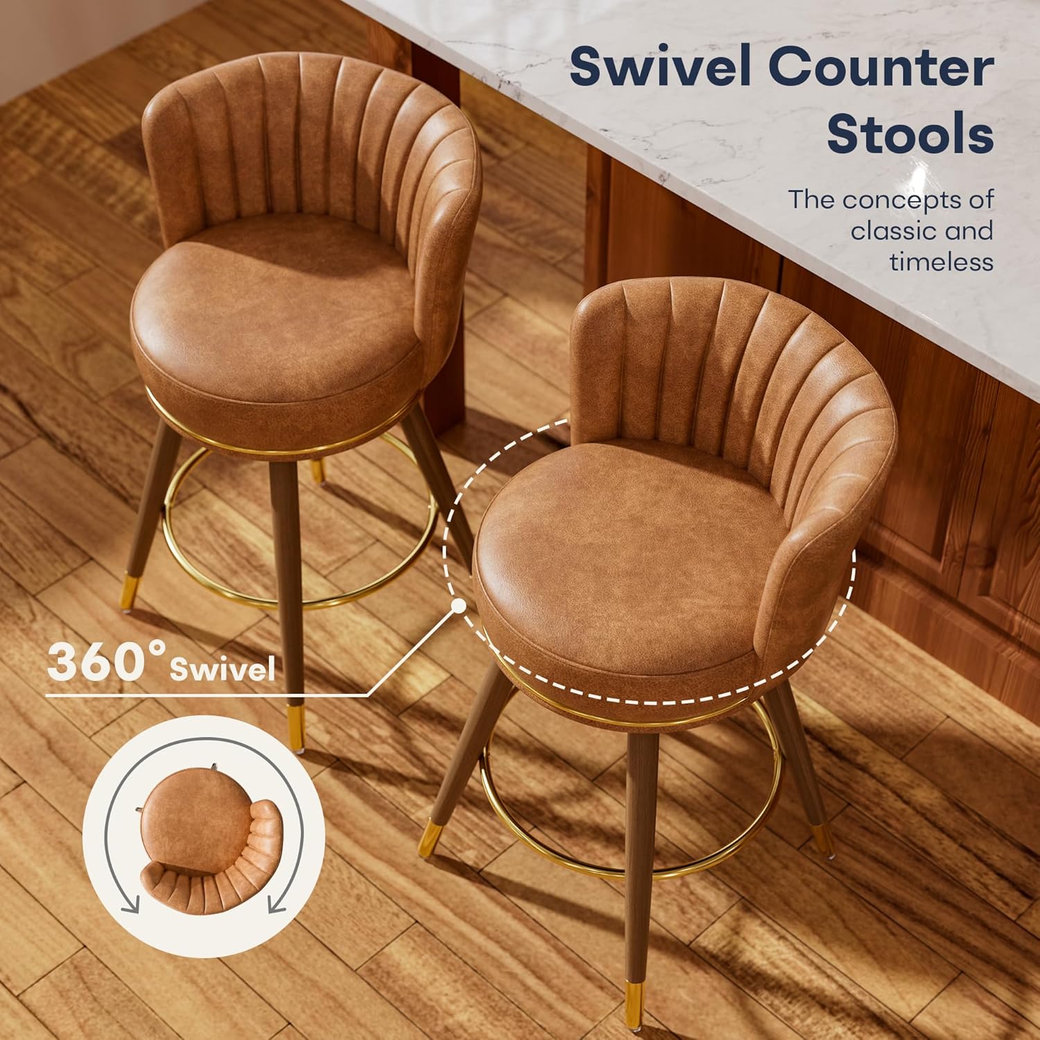 B306 24" Swivel Counter Stools set of 4 Brown - Image 4