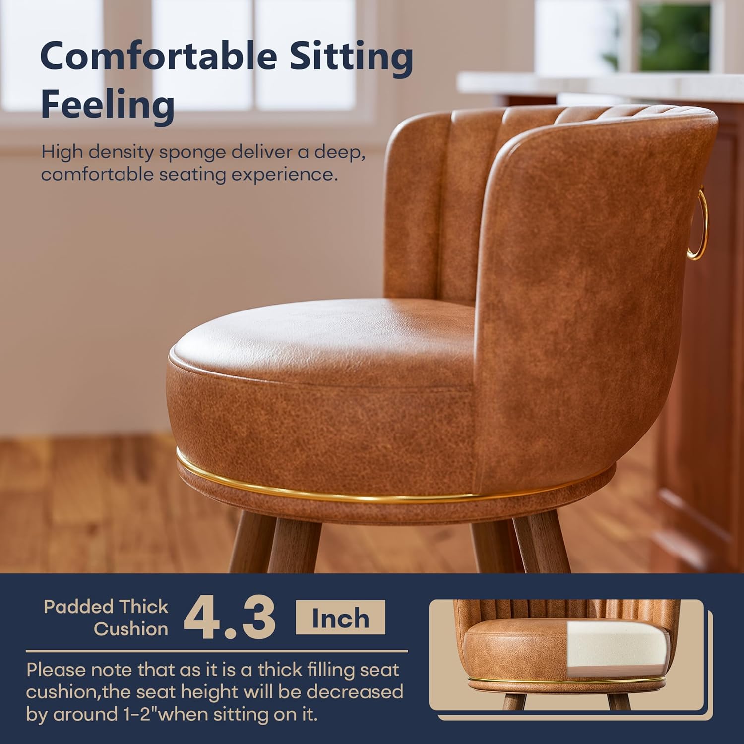 B306 24" Swivel Counter Stools set of 4 Brown - Image 6